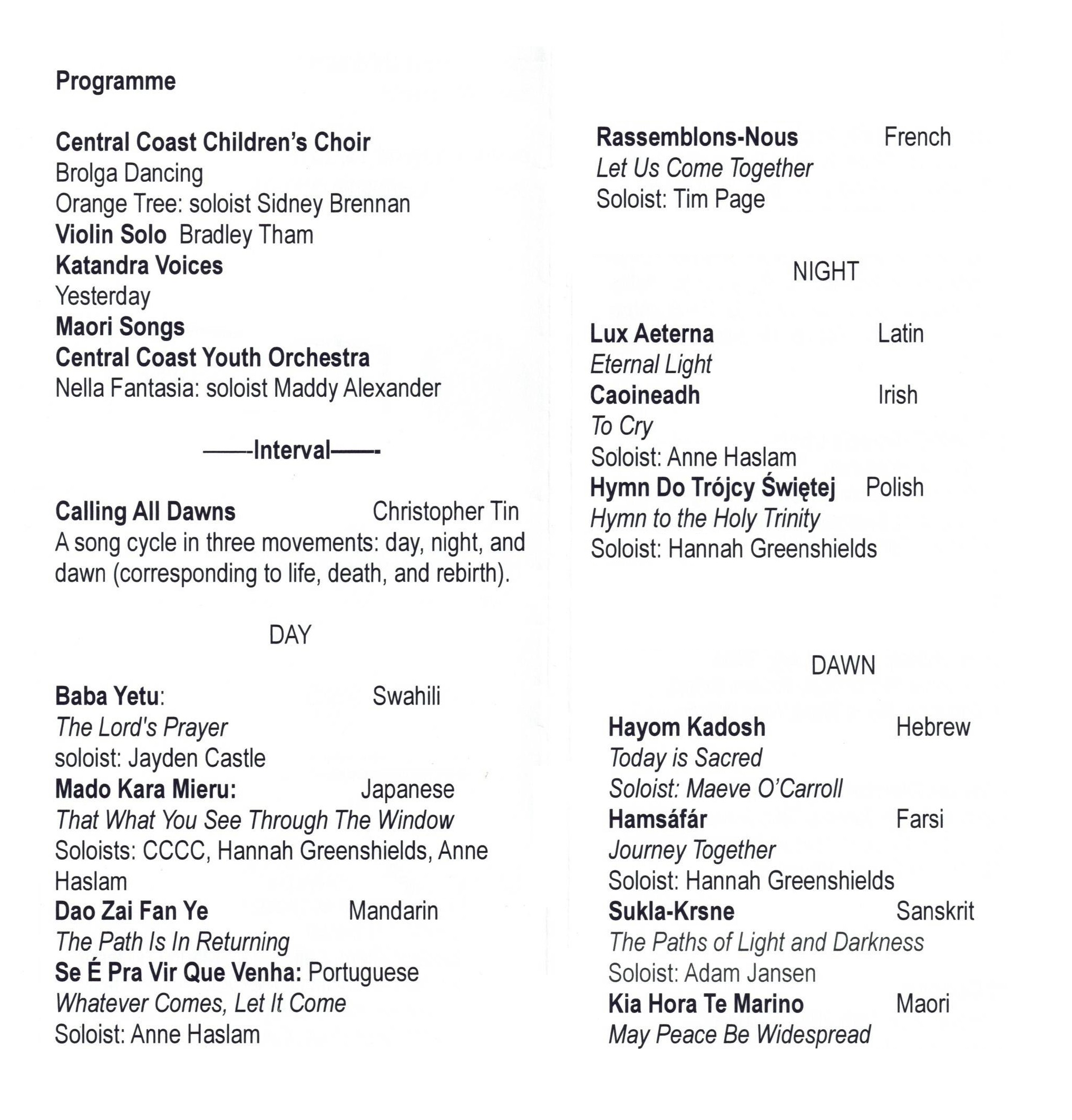 Concert Programme
